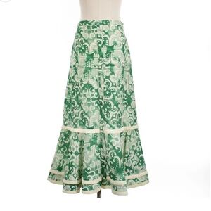 Alexis Green Floral Midi Skirt Size M